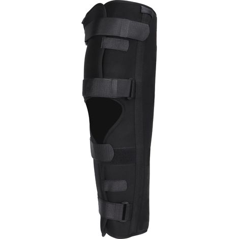 Attelle de genou immobilisatrice robuste, confortable et pratique, avec quatre sangles ajustables. (1/5)