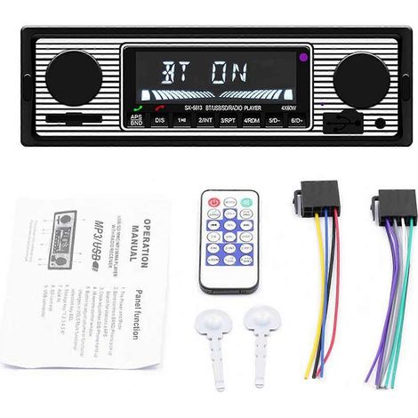 Autoradio rétro 1 DIN avec Bluetooth, USB, carte SD, AUX, radio FM et lecteur MP3. (1/5)