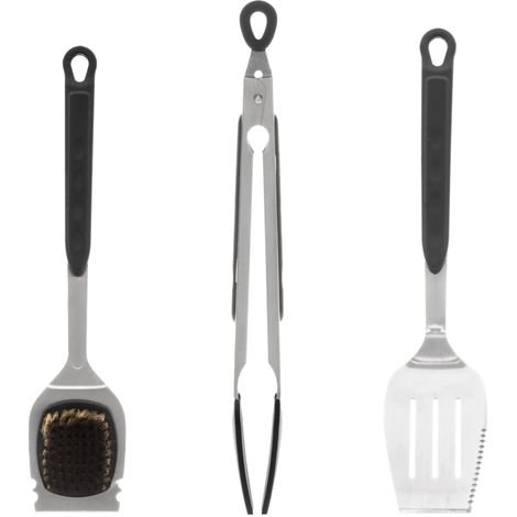 Accessoire barbecue Mustang 3 pièces inox poignées ergonomiques