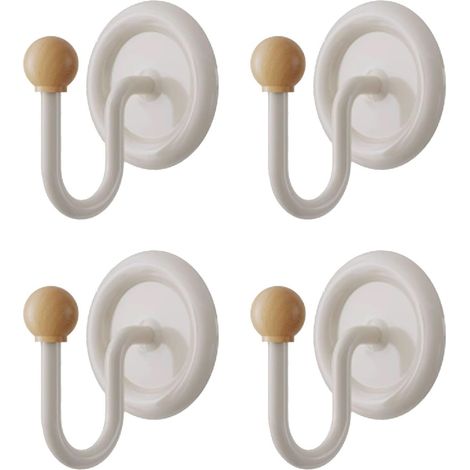 Lot de 4 Crochets Adhésifs Sans Percer – Ronds avec Veines de Bois, Multifonction pour Serviettes & Robes de Bain, Supports à Murs pour Salle de Bain, Cuisine, Toilette & Buanderie (1/5)