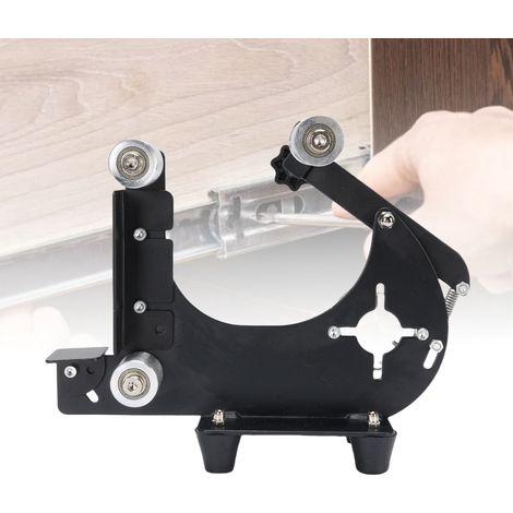 Adaptador para amoladoras angulares M10 con accesorio de lijadora de banda, placa de hierro con tensión ajustable para lijar, pulir y alisar. (1/5)