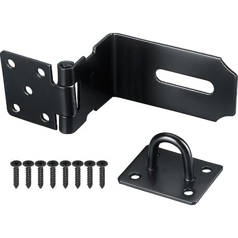 Loquet de porte à angle droit à 90 degrés, moraillon de porte de sécurité en acier inoxydable, cadenas, moraillon de porte, cadenas de 4 pouces, noir