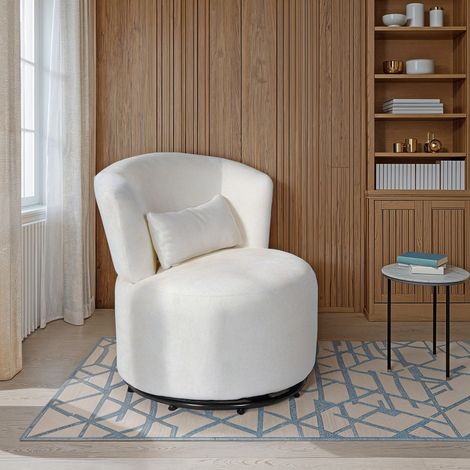 Fauteuil pivotant de salon ARNO, Blanc/ 73x71x67