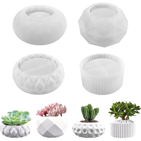 Silicone Mould for Candle Holder Epoxy Resin Concrete Vase for Succulent Plant Pot, Flower Pot, Pen Holder, Aroma for DIY Home Office Decorations (1/5)