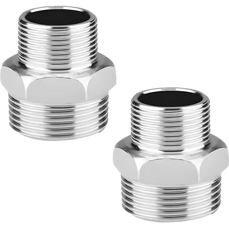 2 PCS Raccord pour Tuyauterie en Acier Inoxydable, Hexagonal (Hex Nipple) Mâle 1/2" vers BSP Connexion de d'Eau, Gaz, d'Huile et Conversion/Adaptation, Accessoir - Male to (1/5)