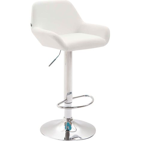 Tabouret de bar Braga similicuir avec pied en métal Blanc Chrome