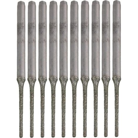 Lot de 10 forets prolongés à pointe argentée en diamant, pour percer des trous sur des minéraux, perles, agates, bijoux, argent (1/5)