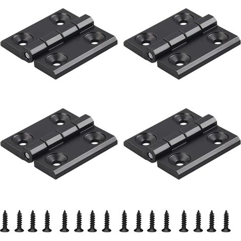 Lot De 4 180° Charniere,Charniere Porte Avec 16 Vis,Charniere Invisible,Porte Coulissante Pliante,CharniÈRe Piano Noir,Pour Meubles Armoire Porte, Noir (1/5)