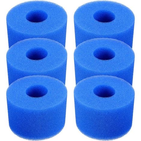 Lot de 6 filtres en mousse lavables et réutilisables pour piscine, cartouche de rechange pour spa, cartouche filtrante de type S1 (bleue) (1/5)