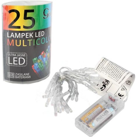 Luci natalizie a LED multicolore per albero di Natale, alimentate a batteria - 25 pezzi, per uso interno (1/4)