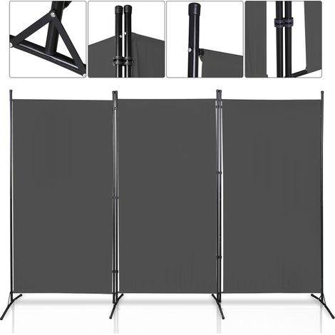 SWANEW Schermo pieghevole su supporto Divisorio per ambienti Schermo per giardino Divisorio 3 Pannelli 260x180cm Antracite (1/5)