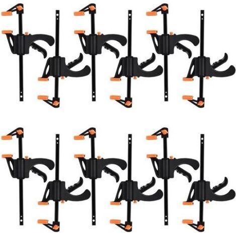 10 Pièces Serres-joints à Une Main ,Pince de Table à cliquet, Pince de serrage à Dégagement Rapide Rapide à Cliquet à Libération, Clamp Barre de Fixation pour Bois, Collier Serrage Plastique (1/4)