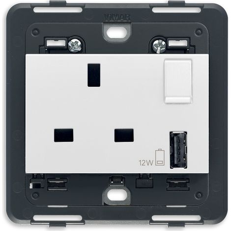 VIMAR - 20223.AB Enchufe BS 2P+E 13A + int. + USB A blanco