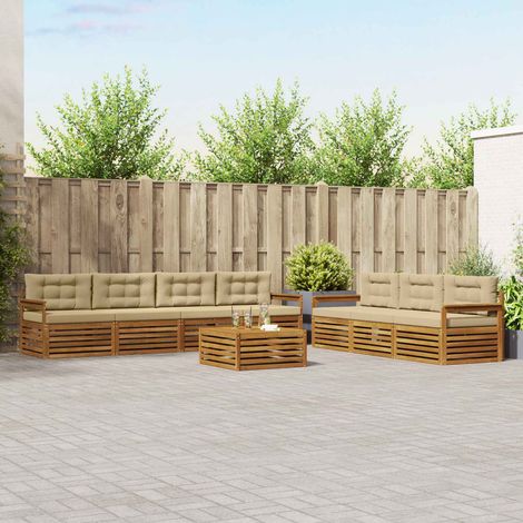 vidaXL Outdoor-Sofagarnitur mit Kissen 8 pcs Natur und Beige (1/5)
