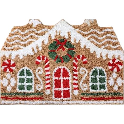 Paillasson Noël Extérieur Tapis de Sol Doux à thème Hivernal Tapis de Noël extérieur maison en d'épices Pour Intérieur Maison Entrée Salon Cuisine Chambre Salle De Bain Douche Sols (1/5)