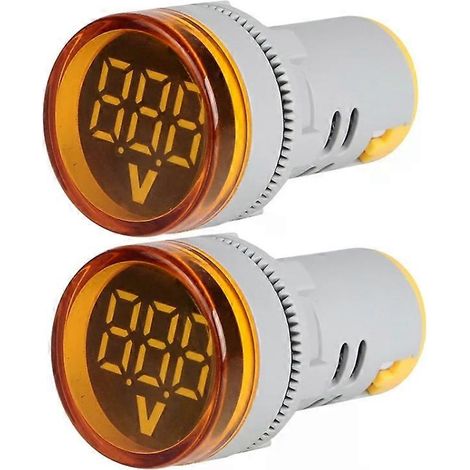 Indicateur de tension continue - Voltmètre universel rond 22 mm 6-100 V - Lot de 2 - Jaune ST16VD-05 (1/5)