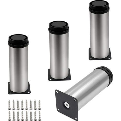 4 Pcs Pieds Meuble Réglables 10cm en Métal Pieds pour Table Chaise Armoire Lit avec Vis (1/5)