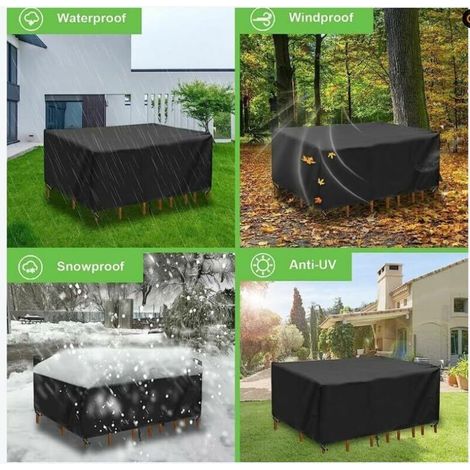 Telo di copertura impermeabile per tavolo da giardino da 6-8 posti, 250x210x90 cm, nero. (1/3)