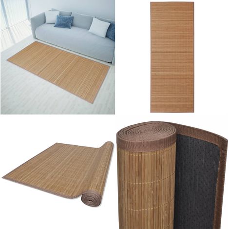 Teppich Bambus Braun Rechteckig 150x200 cm - Bambus Teppich - Wohnzimmer Teppich - Rechteckiger Teppich - Naturfarbenes Teppich - Rutschfeste Unterlage - Home & Living (1/5)
