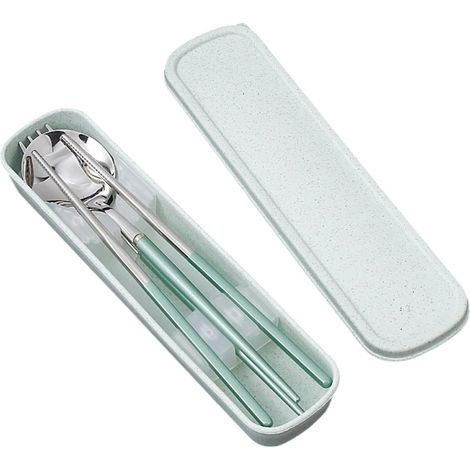 Couverts Voyage - Fourchette Cuillère Baguettes En Acier Inoxydable 304 - Boîtier Portable Pour Pique-Nique Bureau Extérieur - Lot De 3 Pièces (1/5)