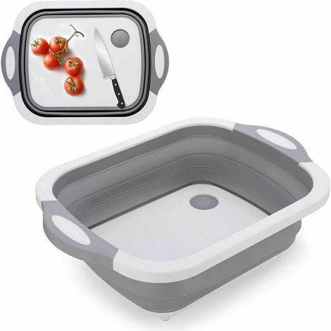 Planche à découper 3-en- évier pliable bol pliable panier de rangement panier de camping portable cuisine planche égouttoir bol évier multifonction dans la cuisine du camping-car