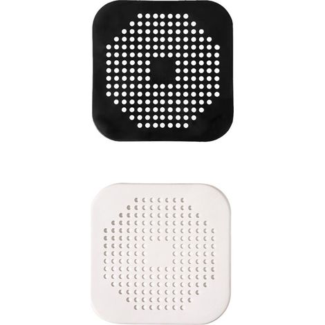 Lot de 2 filtres de vidange en silicone, protection d'évier avec ventouse, filtre de vidange pour baignoire, convient pour la cuisine et la salle de bain, noir et blanc, 14 cm x 14 cm (1/5)