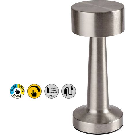 Lampada da tavolo LED Senan argento USB ricaricabile (1/5)