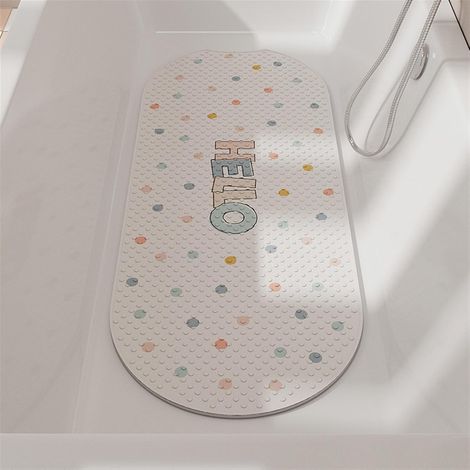 Alfombrilla de baño extralarga antideslizante con ventosas, ideal para bañeras y duchas. Fina, lavable, blanca, dimensiones: 38 x 99 cm. (1/5)