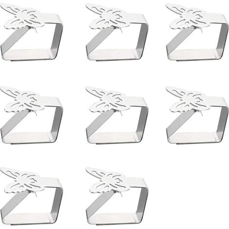 8 pièces pince à nappe en acier inoxydable pince à nappe papillon pince à pince à nappe convient aux tables d'une épaisseur ne dépassant pas 3 cm (1/4)