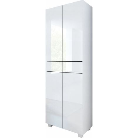 Dusine – Colonne de salle de bain 60 cm – Blanc laqué – Hauteur 169 cm – Mélaminé certifié FSC – Installation suspendue ou posée (1/4)