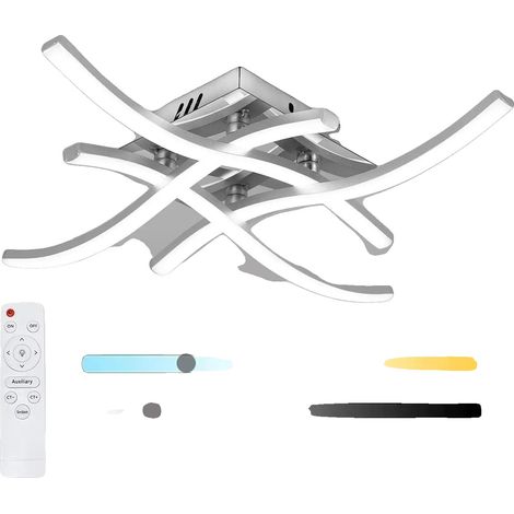 Lámpara de techo, atenuación continua, temperatura de color ajustable, color plata regulable. (1/2)