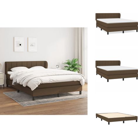 Boxspringbett mit Matratze Dunkelbraun 140x200 cm Stoff - Boxspringbett - Doppelbett - Bettenrahmen - Lattenrost - Matratze (1/5)