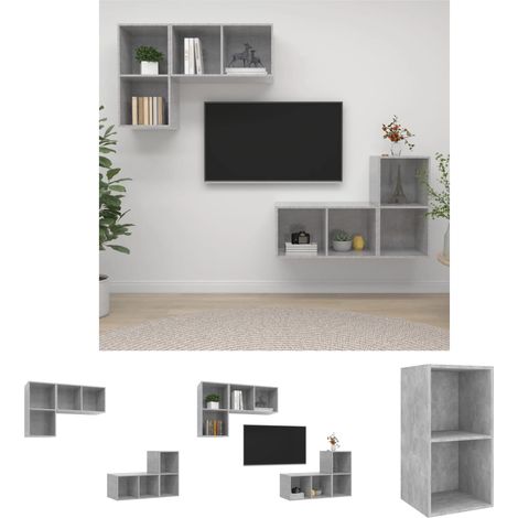 Betonfarbe - vidaXL TV-Wandschränke 4 Stk. Betongrau Holzwerkstoff - Schrank für HiFi (1/5)