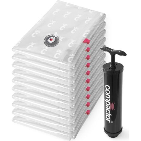 Compactor Custodie sottovuoto, Borsa a Compressione: 0,065 mm LLPDE + Pompa in Nylon: plastica e Metallo, XL (1/5)