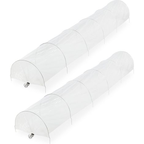 Serre, Lot de 2, 3,7 m de Long, en bâche en PVC, Tunnel de Culture, Plantes, Transparent (1/5)