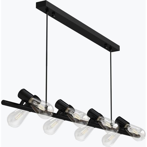 Mai & Mai Pendelleuchte 120cm LED Hängelampe 8 Flammig 4000K Verstellbares Kabel E27 Schwarz Hängeleuchte für Esszimmer Wohnzimmer Schlafzimmer Alivetta2313