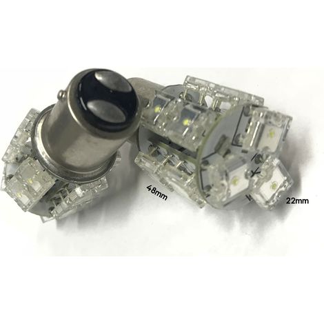 Coppia 2 Lampade Led BAY15D 1157 P21/5W Con 13 F5 Quadrato Colore Verde 12V 2W