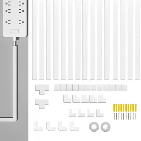 Kit de goulottes de câble de 6 m, goujon de 15 x 10 mm pour câbles TV, rangement mural autocollant pour câbles, gestion des câbles pour cacher les cordons d'alimentation TV à domicile ou au bureau (15 (1/5)