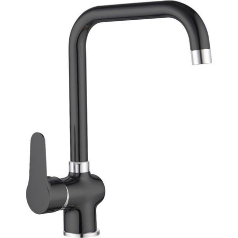 Rubinetto Miscelatore Cucina Lavello Nero Canna Alta Sorrento