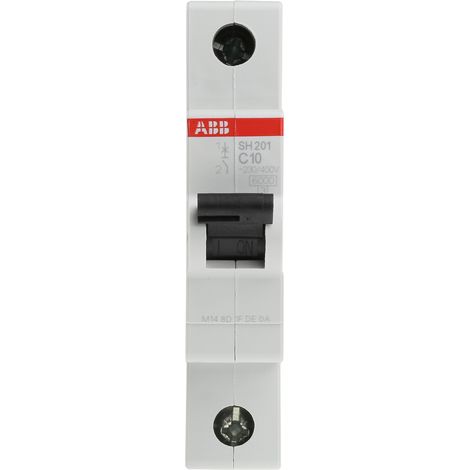 Disjoncteur ABB SH200 1P, 10A, pouvoir de coupure 6 kA, montage rail DIN ( Prix pour 1 ) (1/2)