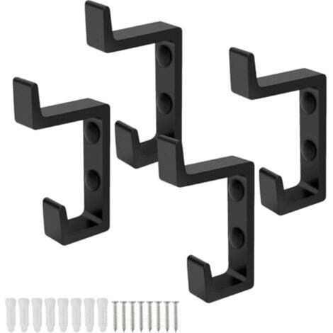 Schwarze Wandgarderobenhaken, 4-teiliges Handtuchhaken-Set, verstärktes Aluminium, Doppelhaken-Design, inklusive Schrauben, geeignet für Badezimmer, Wohnzimmer und Schlafzimmer