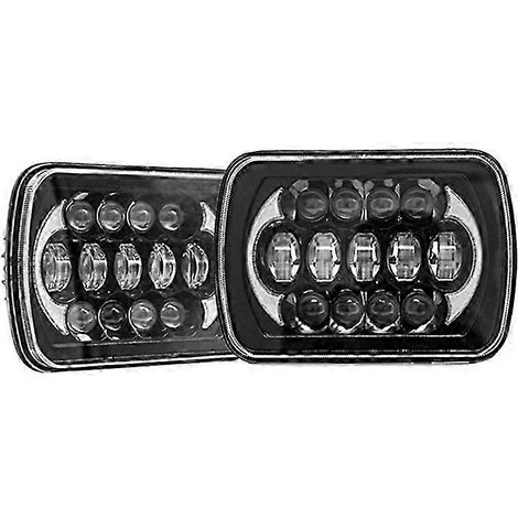 2 phares avant carrés à LED 5x7 pouces avec feux de jour pour Jeep Cherokee XJ Wrangler YJ QAQ (1/5)