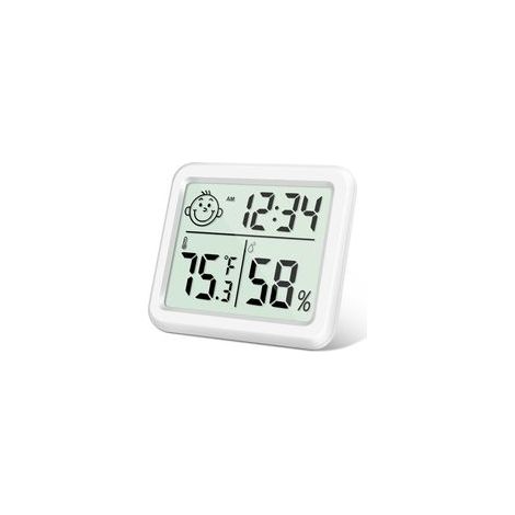 Termometro-igrometro digitale ad alta precisione per interni, ultrasottile, con ampio schermo e faccina sorridente, monitor di temperatura e umidità per casa, ufficio e rettili - Crezuo