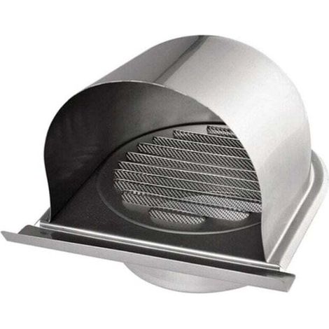 150mm Grille Aeration de Ventilation Inox, XU, Grille de Hotte Cheminée Ronde Extérieur, Grille D'aération U avec Filet Anti-insectes, Grille Ventilation avec 45° Lamelles, Pour Cuisine - KZQ