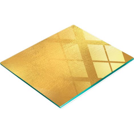 Planche à découper décorative multifonctionnelle en verre, feuille d'or, 60 x 52 cm (1/5)