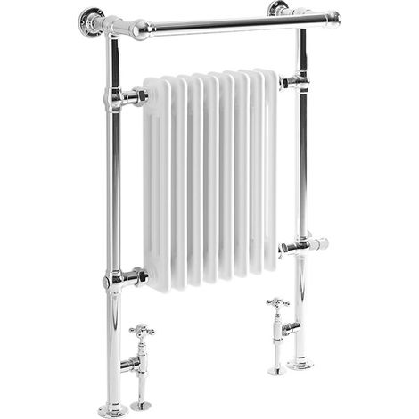 Hudson Reed Elizabeth - Sèche-Serviettes Mixte Rétro Sur Pieds Blanc – 93cm x 62cm (avec barre déportée)