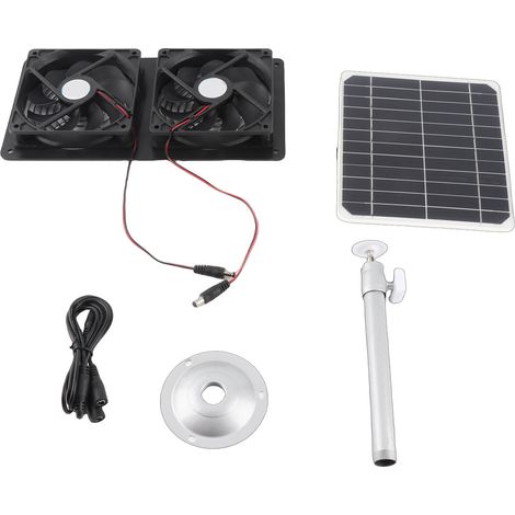 Ortviai Ventilateur d’Extraction Solaire 20 W pour Poulailler, Serre et Abri – Double Ventilateur Étanche en Aluminium