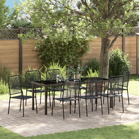Garten Essgruppe 9 Stk. Schwarz Pulverbeschichteter Stahl vidaXL (1/5)