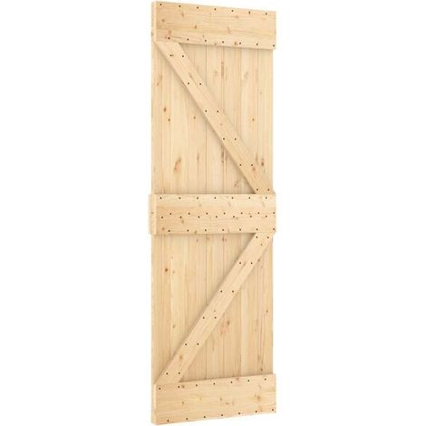 Porte coulissante NARVIK, naturelle et noire, 70 x 210 cm (152,5 cm)