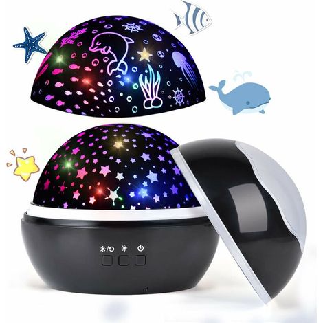 LED Starry Sky Projector, Baby Night Light, Ocean World 2 in 1 Projection Lamp with USB Cable (Black) (1/5)